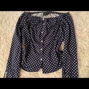 Button down off the shoulder blouse! (3 for 30)